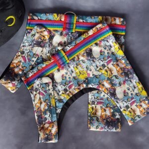 SCH01. 100% Cotton Cat Print Cat Harness