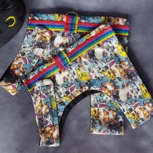 SCH01. 100% Cotton Cat Print Cat Harness