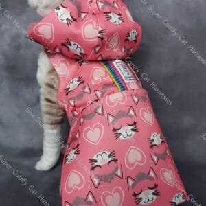 SASH08. Pink All Seasons Cat Harness with a Princess Kitty Pattern
